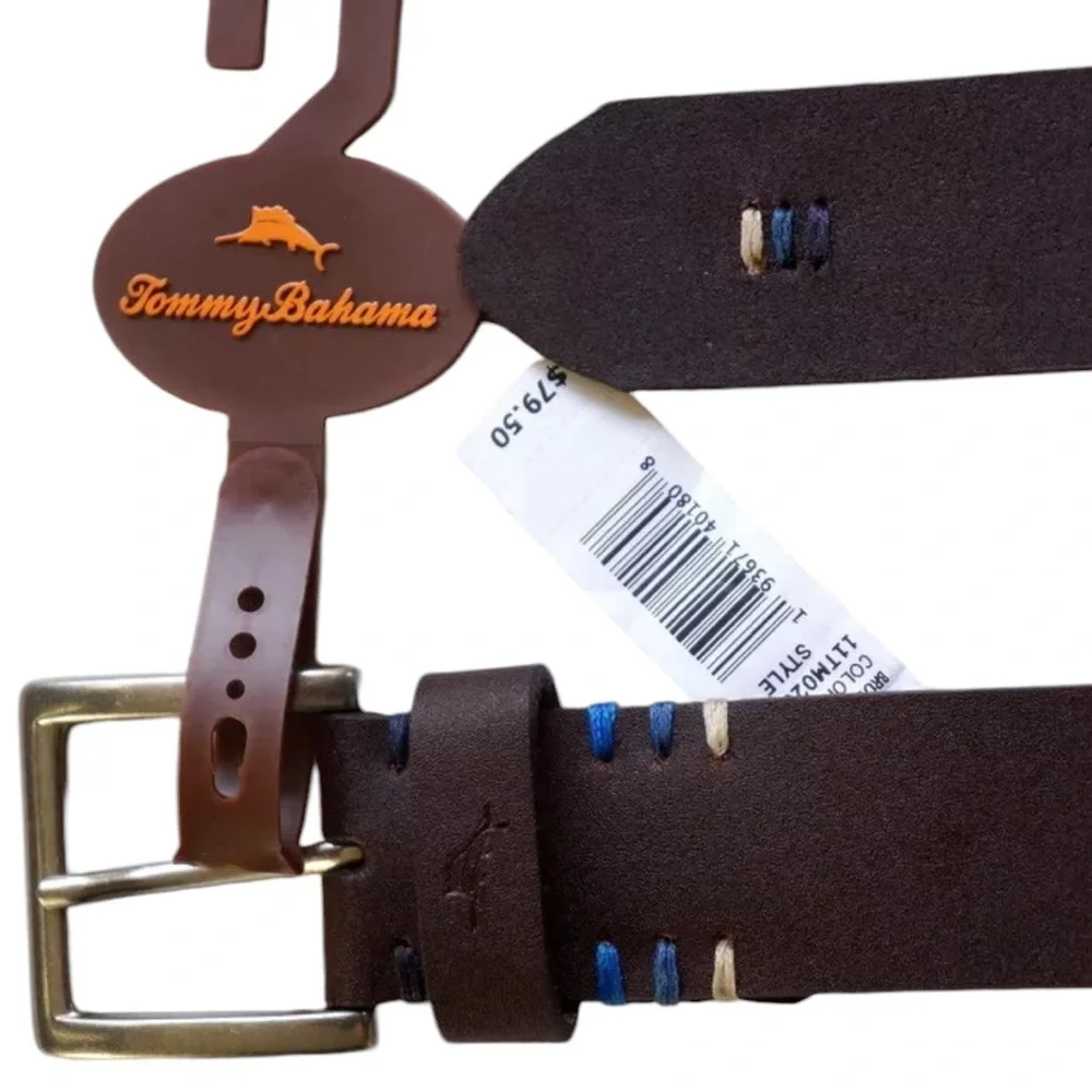 Tommy Bahama Men’s Genuine Leather Belt in Brown  NWT
